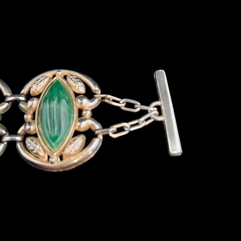 Chunky Gold Tone, Orange And Green Bracelet (4799) - Picture 5 of 10